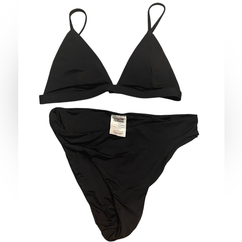 Charlie Holiday Anthropologie Black Triangle Bikini Set